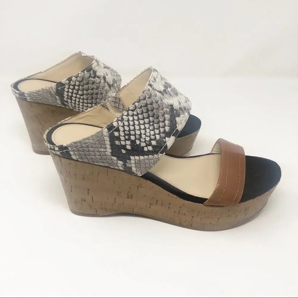 MARC FISHER | Shelbee Snake Print Wedges Cork Sz 6